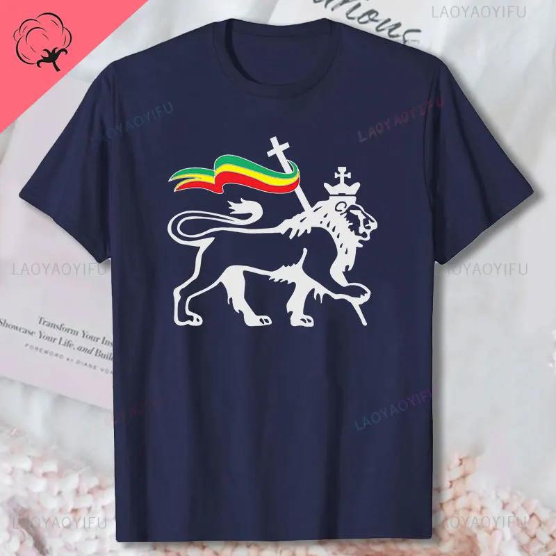 Löwe von Juda trägt Rastafari-Flagge Kunst Rasta Weed Herren Top T-Shirt Schwarz Cool Lässig Baumwoll-T-Shirt Herrenbekleidung Ropa Hombre