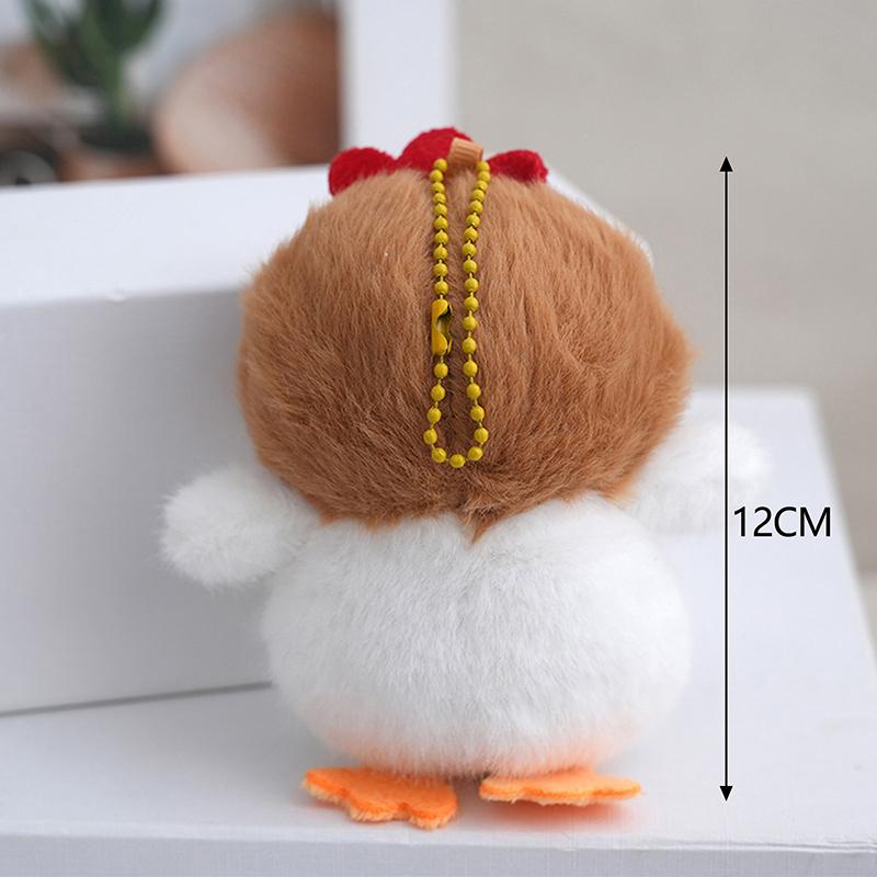 1Pc Car Decoration Ugly Hen Plush Toy Doll Kawaii Chicken Pendant Fur Keychain Stuffed Plushie Key Ring Birthday Christmas Gifts