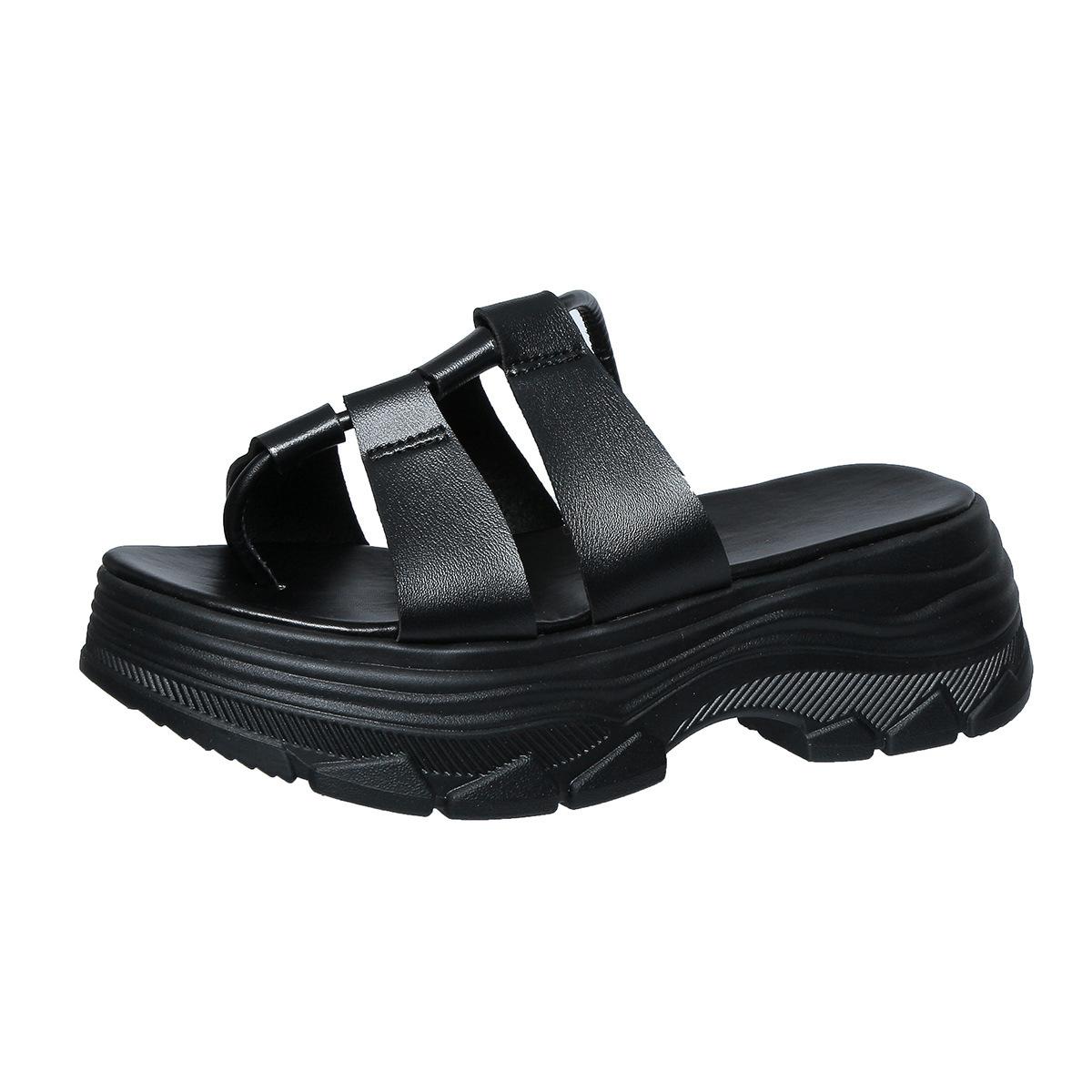 

Модные женские туфли на платформе, босоножки на высоком каблуке, летняя обувь 2024 года, новые женские туфли, толстые шлепанцы, сексуальные туфли-лодочки, шлепанцы 36 чёрный