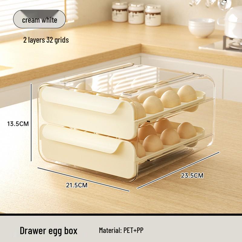 Double-Layer 32-Grid Transparent Egg Storage Box