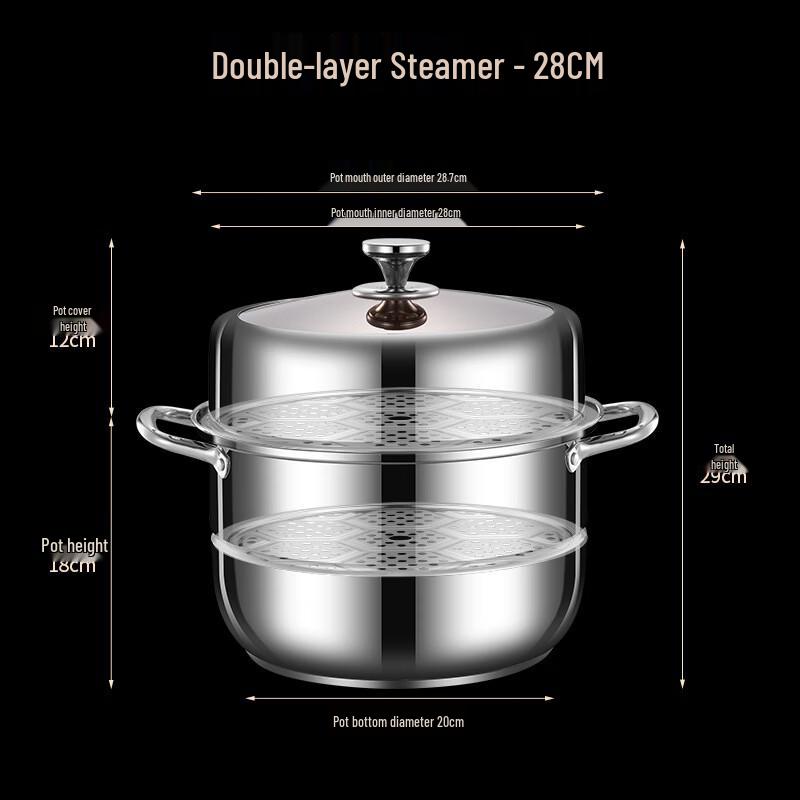 28cm Stainless Steel Steamer Pot