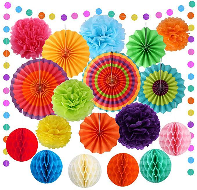 Party Birthday Decoration Arrangement Paper Fan Flower Honeycomb Ball Paper Flower Ball Balloon Cover Baby Birthday Arrangement