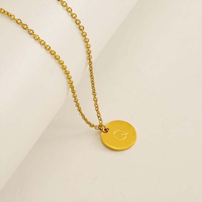 Round stainless steel 26 English letters necklace pendant mirror DIY jewelry accessories 26 letters