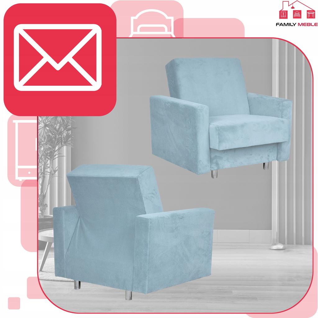 Zestaw mebli wypoczynkowy Alicja wersalka kanapa fotele Family Meble błekitny