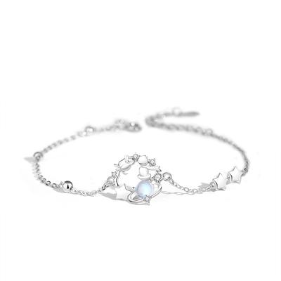 Růžový náramek Malý princ, ženský Pure Silver Original Design, náramek Moonlight Stone Planet, korejská edice