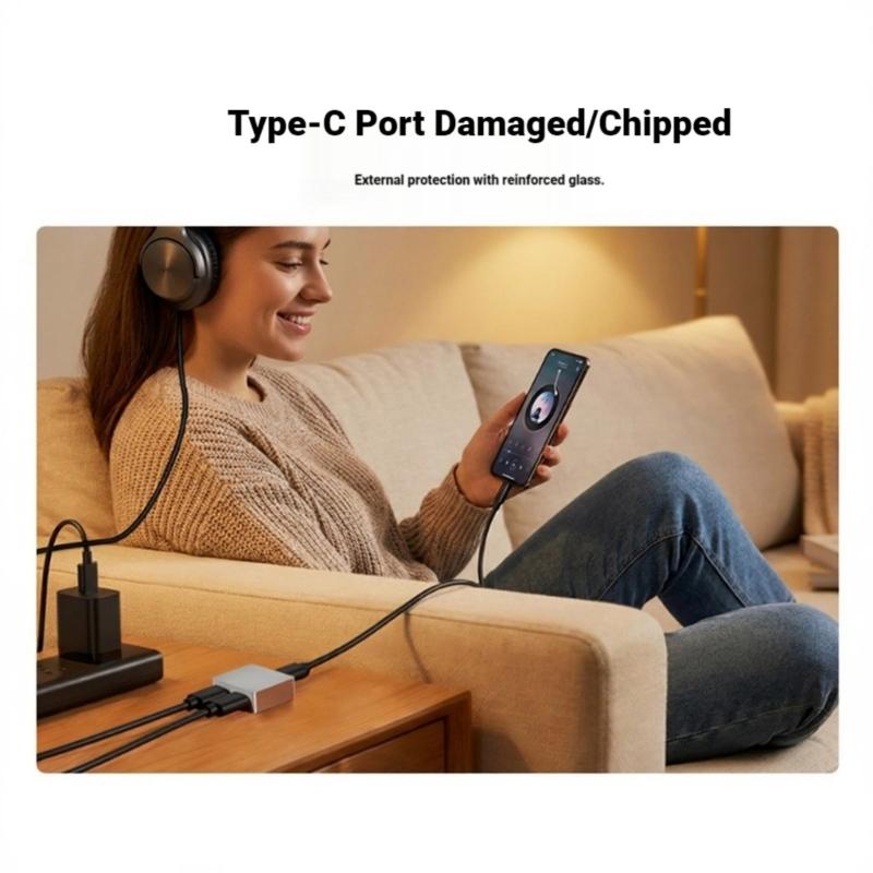 Aluminum Alloy USB C Power and Signal Splitter DC5V Input for Power and Data Separation Plugs and Play Support Audios