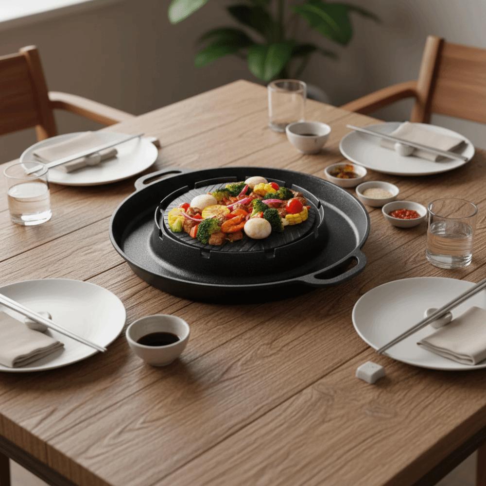 Aluminum Zinc Zinc Alloy Barbecue Plate Oil-drain Groove Grilling Pot Practical Roast Meat Pan  Picnic