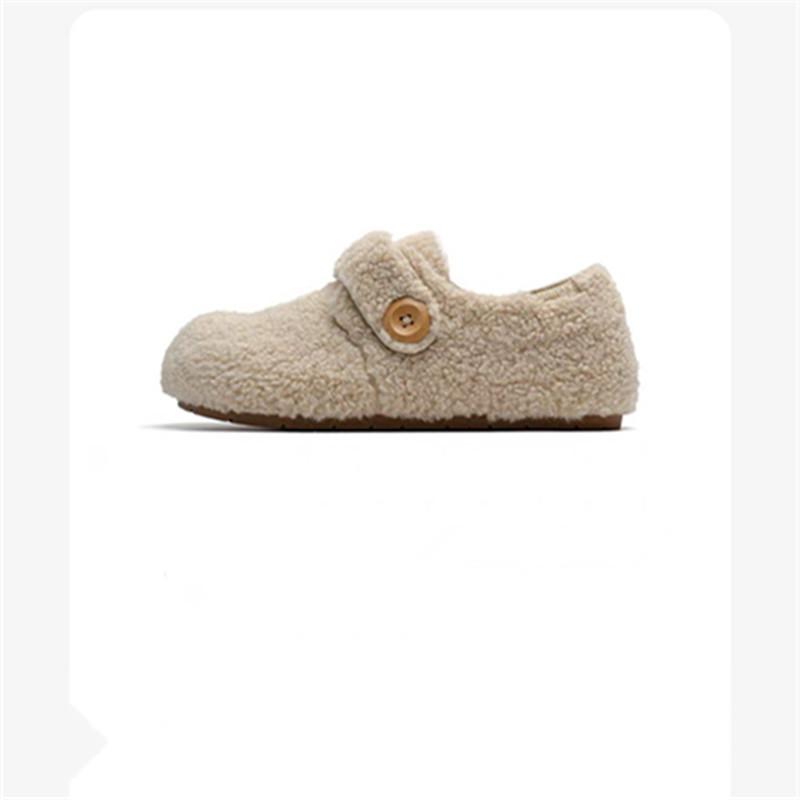 Large Size Women's Shoes 41-43 French Niche Velcro Cotton Shoes Winter Velvet Thickened Big Head Ugly Cute Flat Bottom Fluffy Shoes