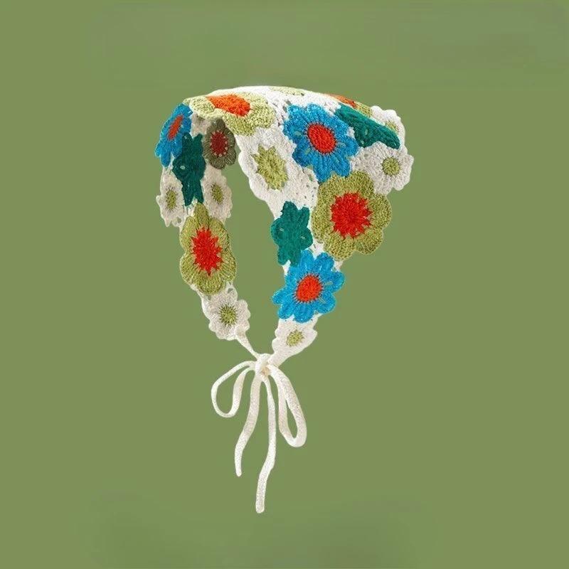 

1Pc French Countryside Style Lace Triangle Scarf, Summer Sun Protection Thin, Breathable, Fashionable, Versatile Ribbon Scarf
