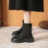 thick-soled Martin boots women's new spring and autumn single boots rear zipper round head thick heel thin short boots