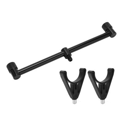 Carp Fishing Rod Holder Bracket Stand Outdoor Carp Fishing Pole Buzz Bars Stand Black(2 Heads 25cm