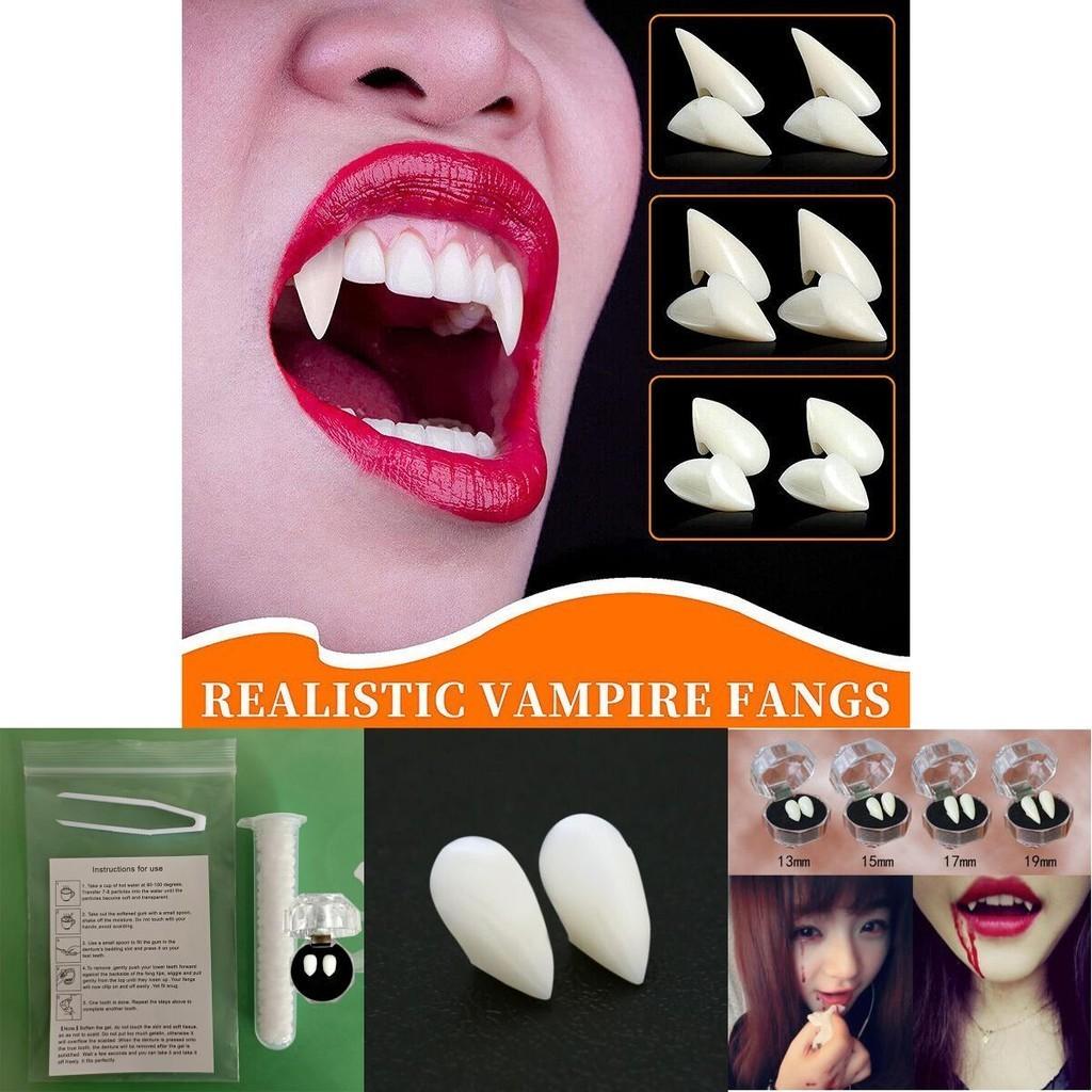 Realistic Halloween Vampire Fangs Teeth Kit With Solid Adhesive And Customizable Sizes