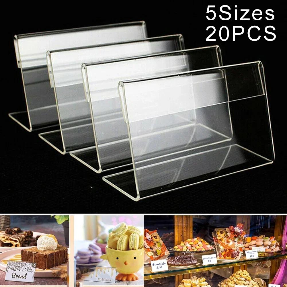 Bracket Price Tag Stand Name Card Reusable Sign Transparent Conference 20pcs For Poster Rack L Shape Label Stand Display