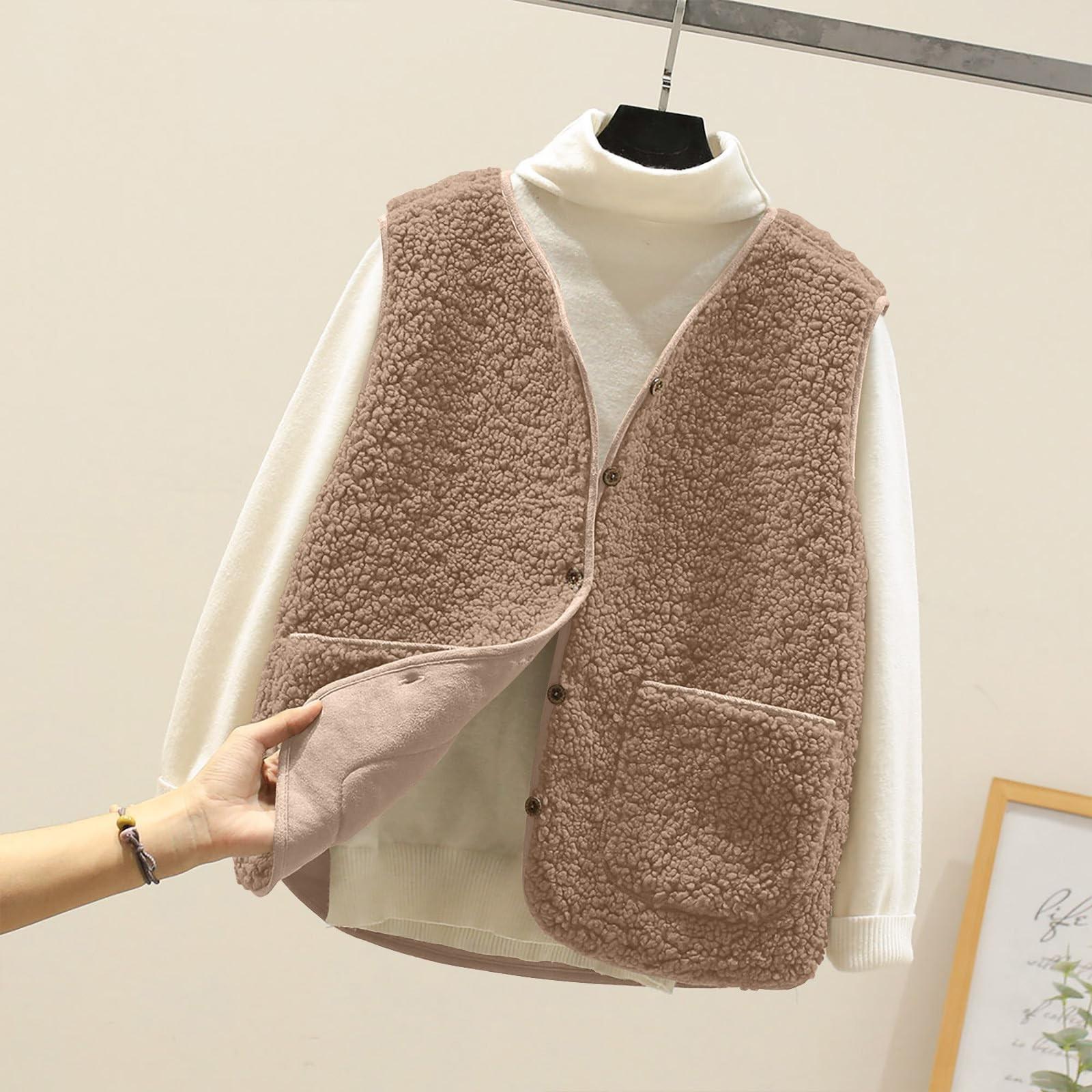 

Women s Fashion Casual Loose Lamb Wool Female Short Winter Vest XXXXXL хакі