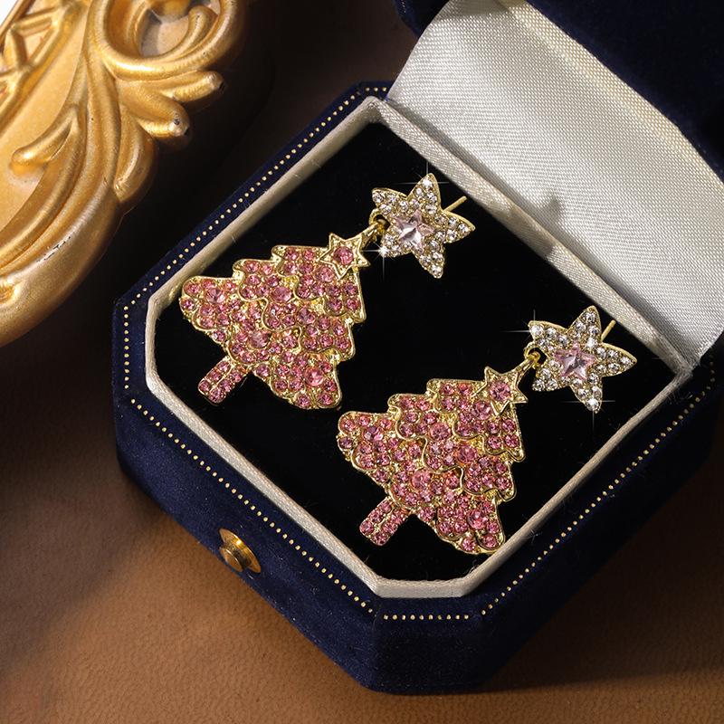 Sweet and Lovely Santa Claus, Snowflake, and Christmas Tree Stud Earrings