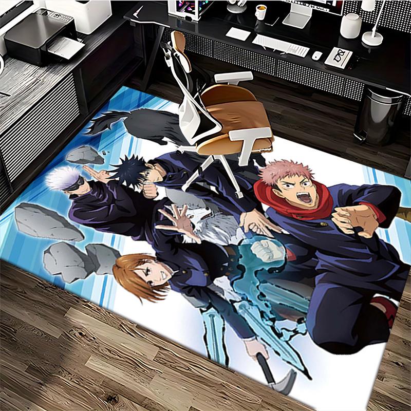 1 Stück Anime Cartoon Design Jujutsu Kaisen Charaktere Bürostuhlmatte Rutschfester Teppich Geeignet für Heimdekoration Wohnzimmer Schlafzimmer Spielzimmer Festival Geschenk