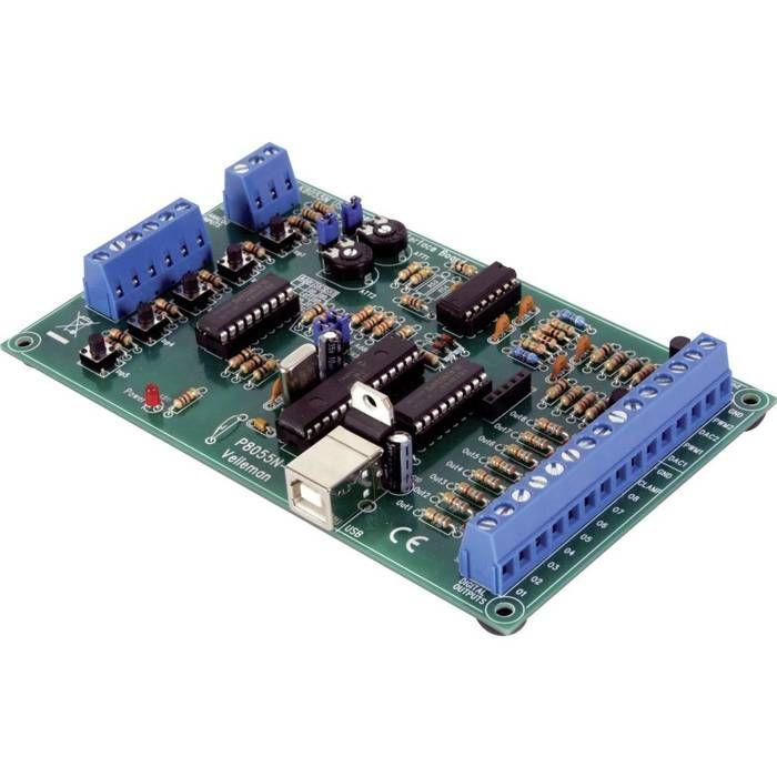 Carte d'interface USB - WHADDA - WSI8055N - 5 canaux d'entrée numériques - 8 canaux de sortie numériques - 2 entrées analogiques