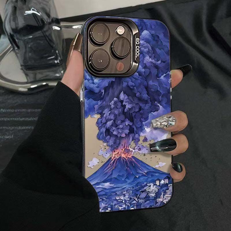 Blue volcano eruption applies to Apple 15Promax mobile phone case iPhone14Plus16 creative 13 explosion