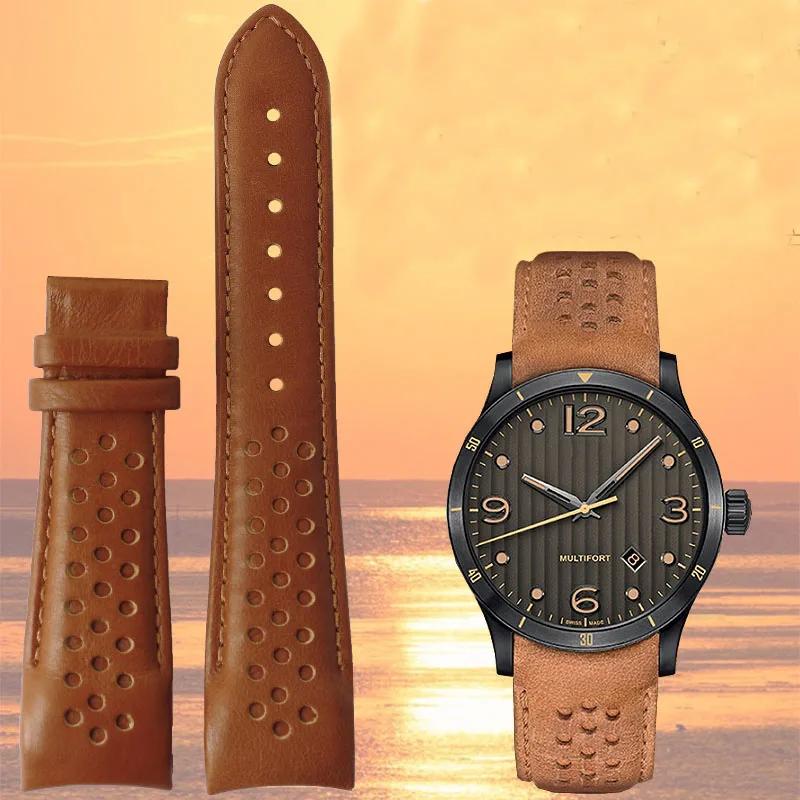 

Для Mido Helmsman M025407a Series Top Genuine Leather Watch Band M005 Sao Orange Helm Leather Watch Remezzo 22 мм male 22mm