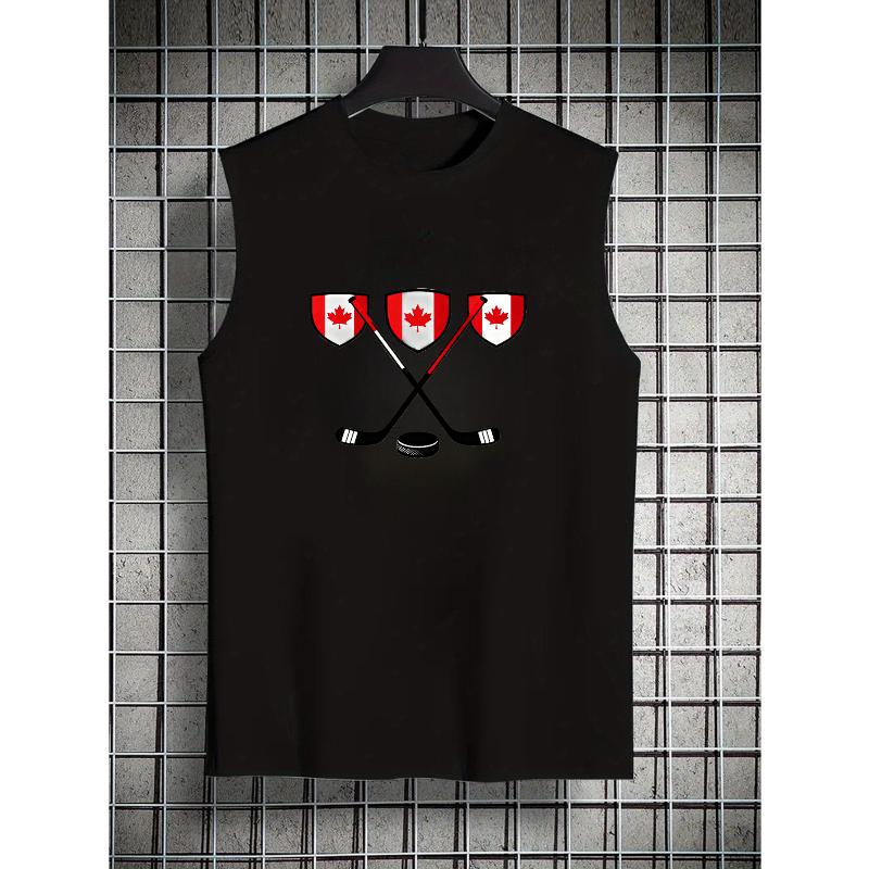 

Hockey Print Polyester Men s Tank Top Elastic Fit Versatile Sports Workout XXL чорний