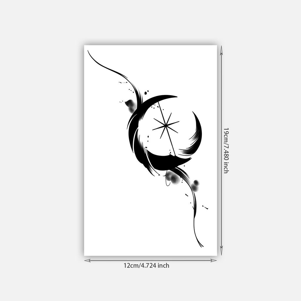 Retro Personality Simple Domineering Ink Moon Star Arm Tattoo Sticker