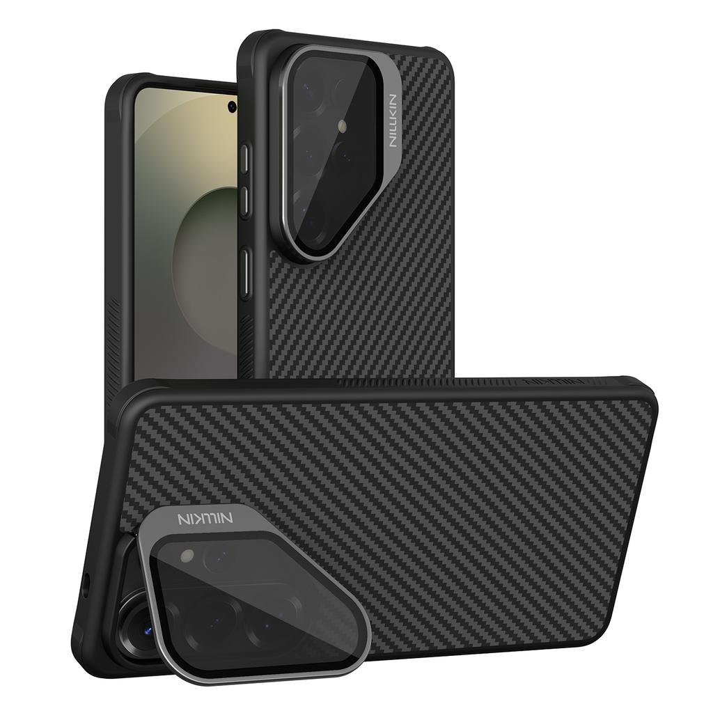 NILLKIN For Samsung Galaxy S26 Ultra Magnetic Case TPU + Aramid Fiber Lens Cover Kickstand Phone Cover