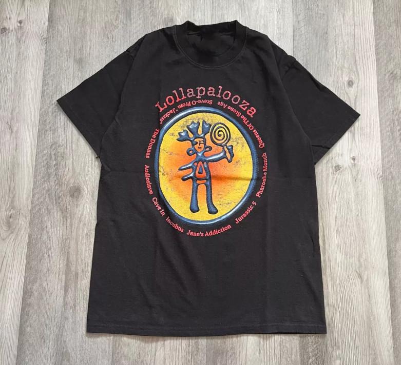 Vtg Lollapalooza Music Festival Band Cotton Black Full Size Shirt Unisex T-Shirt XL