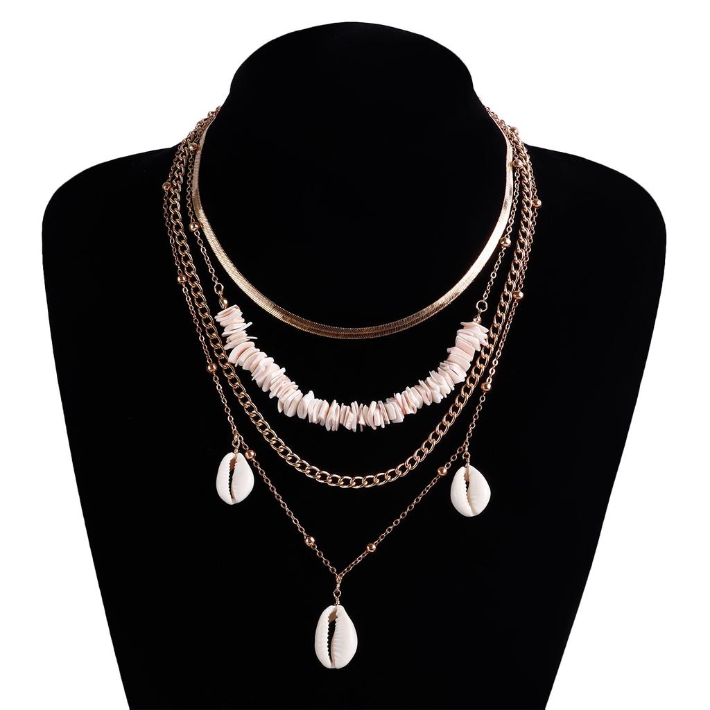 Necklace Jewelry, Multi-Layer Beach Wind Stacked Broken Shell Bead Chain, Pendant Neck Chain Necklace Jewelry For Women