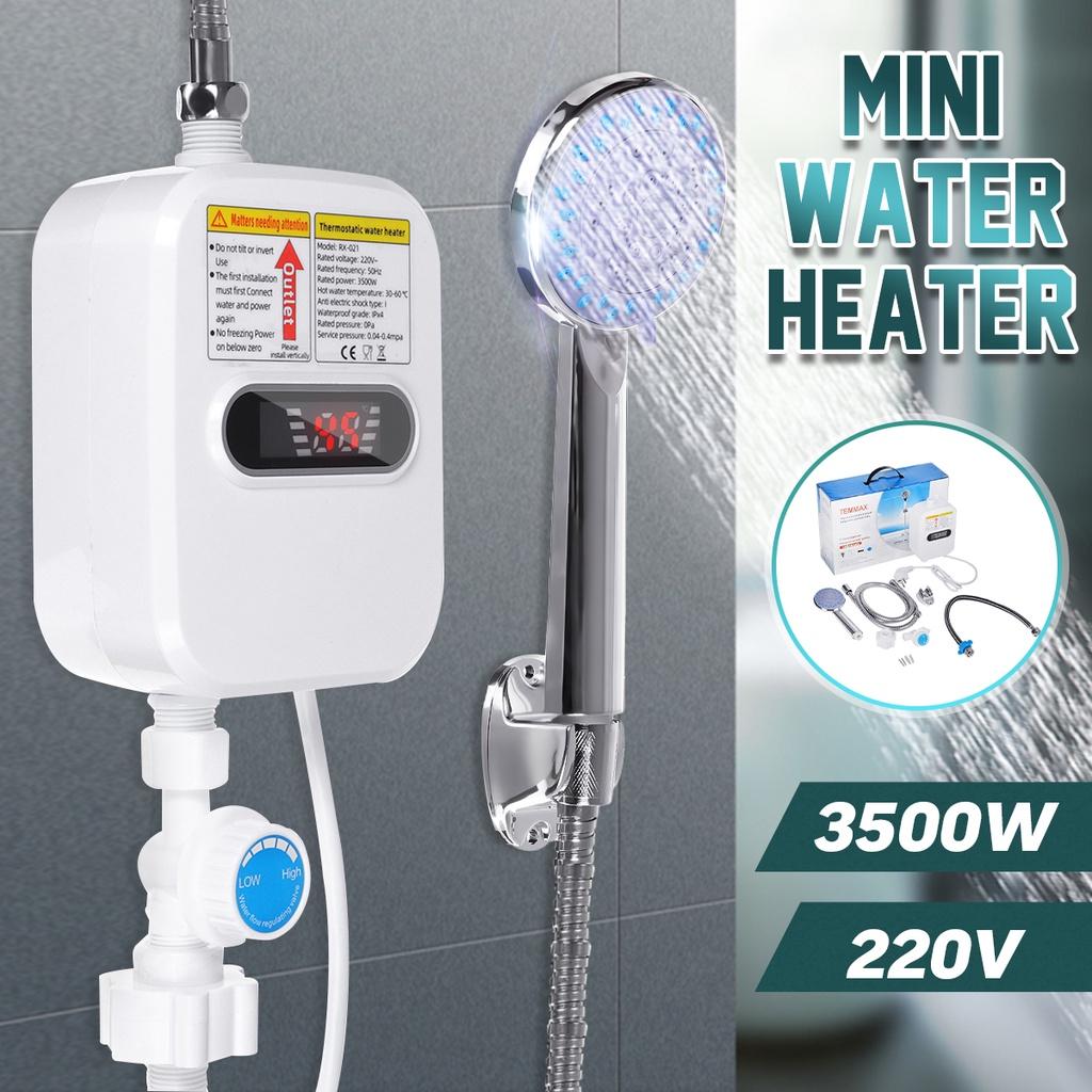 10A Electric Tankless Mini Instant Hot Water Heater Kitchen Faucet Tap Heating 3 Seconds Instant Heating LCD Display 3500W