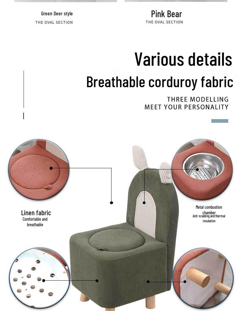 Portable Smokeless Moxibustion Stool with Solid Wood Legs for Warm Sitz Bath and Moxa Sticks