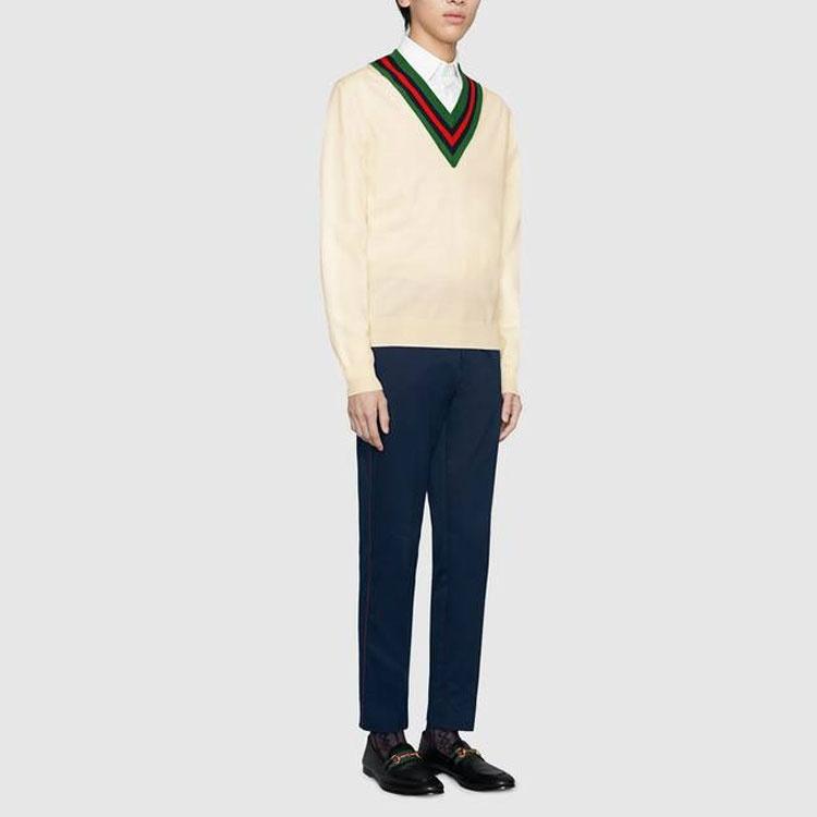 Gucci V-Neck Wool Knit Jumper 'White' Men's 576802-XKAUK-9133