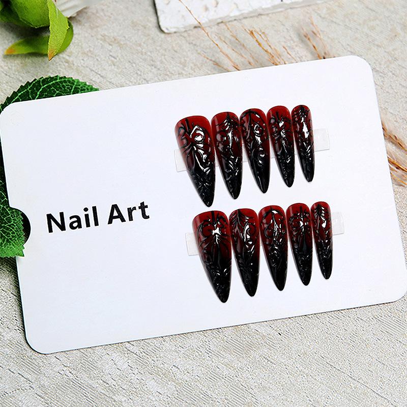 European and American Halloween Wearing Nail Long Pointed Type Sweet Cool Spice Girl Dark Fake Nails Removable Nail Wear Nail Piece