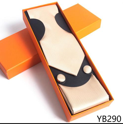 Herrenkrawatte mit quadratischer Manschette, Geschenkbox-Set, Business-Casual-Krawatte, Orange, Geschenkbox