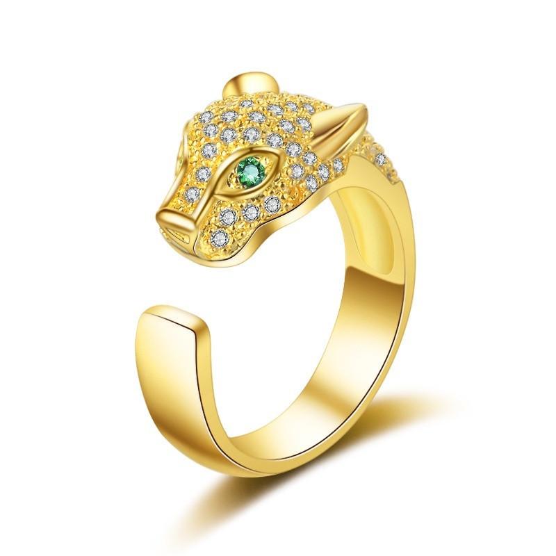 Fashionable Panther Head Opening Adjustable Ring with Gift Box