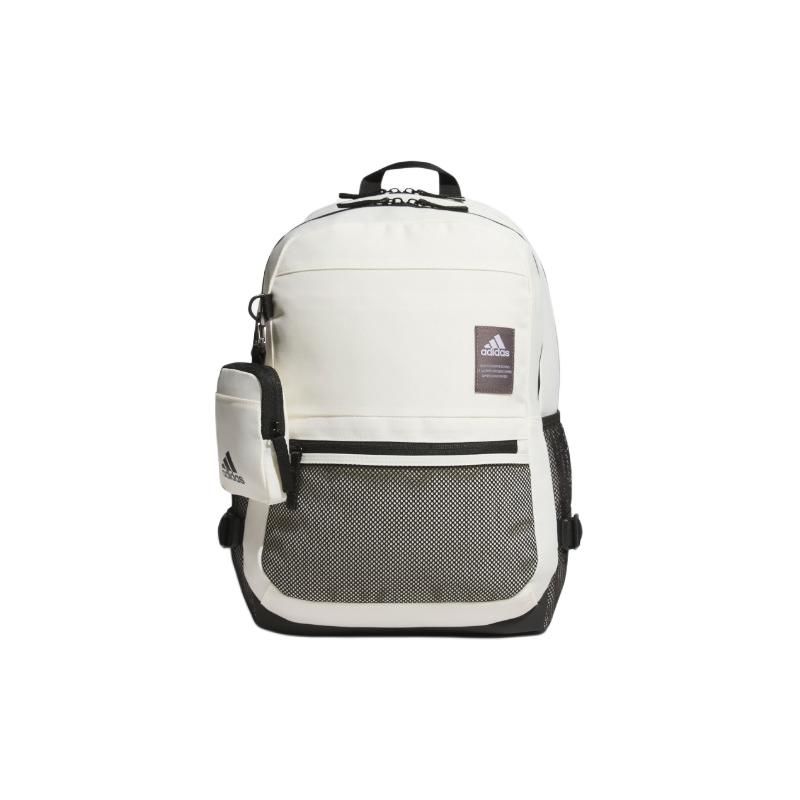 Adidas Solid Color Outdoor Zipper Backpack Women Backpack Han-Jade-White JF6590