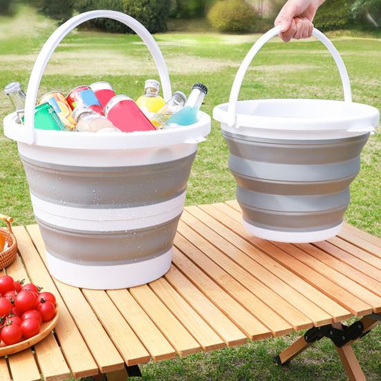 10L Foldable Water Bucket with Handle Portable Lightweight Multifunctional Outdoor Camping Fishing Car Washing Collapsible Water Storage Pail
