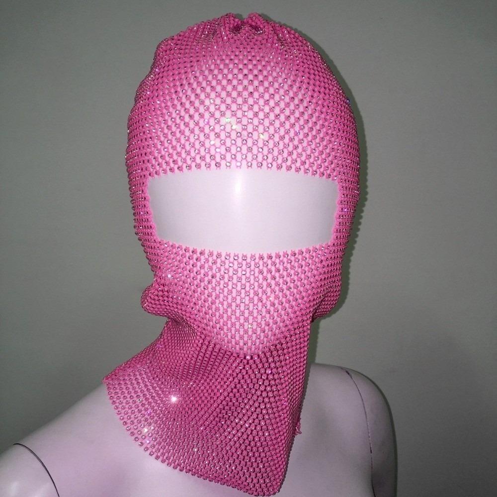 Zircon Rhinestone Head Mask Mesh Mask Turban Hat Elegant Fishnet Headhood Carnival