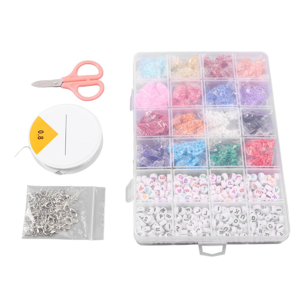 Jewelry Beads Kit Portable Colorful Letter Beads DIY Glass Seed Beads Set for Craft Bracelet Necklace Making