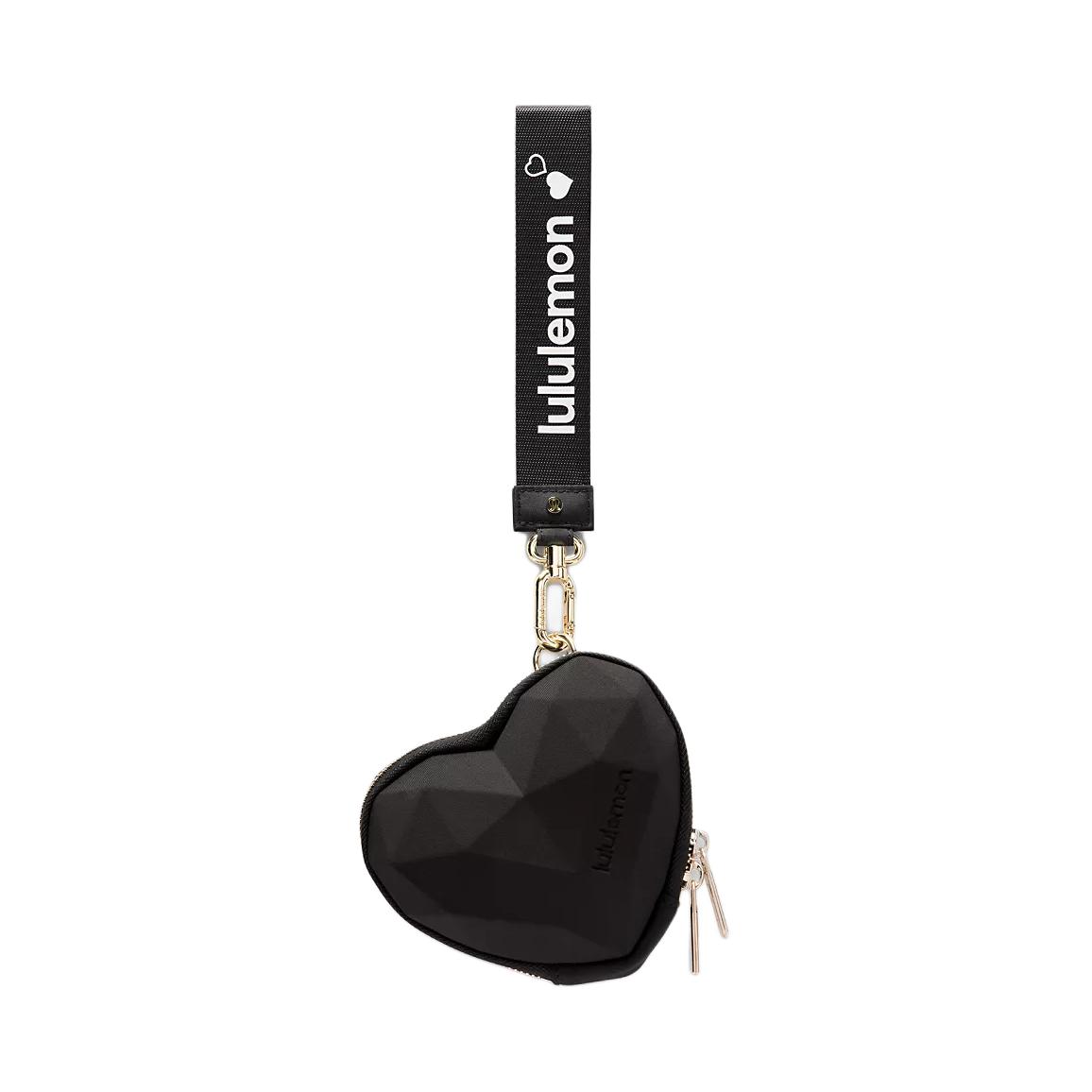 Lululemon 1L Pochette Heart Pendant Design Nylon Wallet Women Wallet Black LW9FUUS-3385 Black & Gold