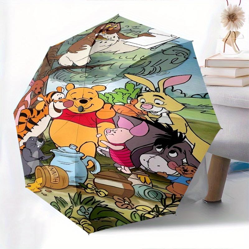Winnie the Pooh,Forest Friends Themed Automatic Opening and Closing Folding Umbrella, Reinforced 8 Ribs, Compact Travel Design, Fashionable