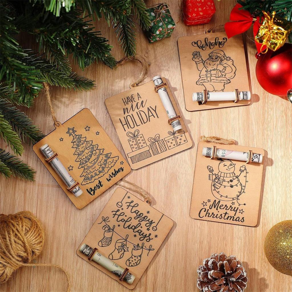 5 PCS Christmas Money Holders For Cash Cards Checks Funny Lipstick Holder Gift Card Holders Unique With Plastic Domes Cover And Double-Sided Adhesive