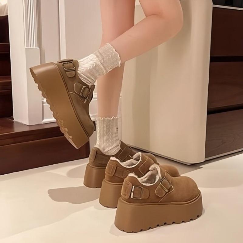 Dicksohlige Birken Schuhe für Damen, Neue Retro und vielseitige Fleece-Warme Slipper