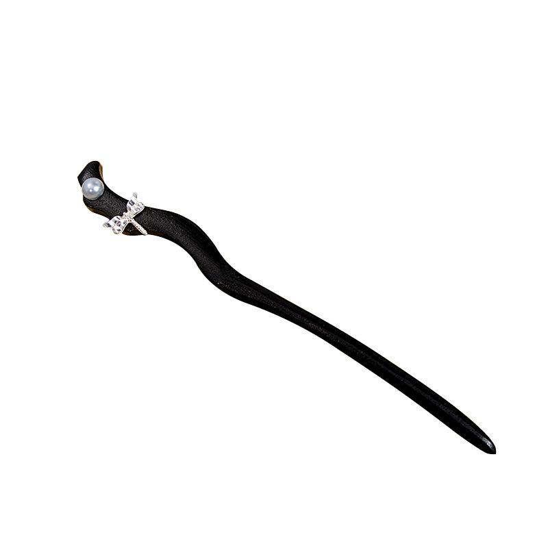 New Chinese Style National Style Jade Tassel Hairpin Light Luxury Style Pearl Hair Ornaments Niche Design Back of The Head Coiffure Hair Fork