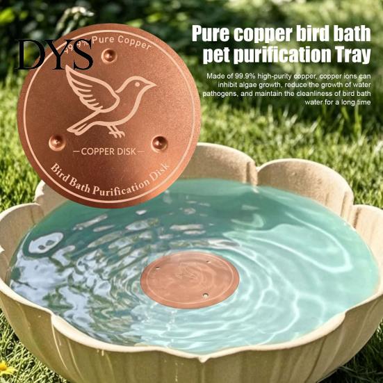 Outdoor Garden Bird Bath Accessories Copper Disc, Water Purifier Pure 3 Point Decorative Waterscape Support, 4 Inch Purification Disc for
