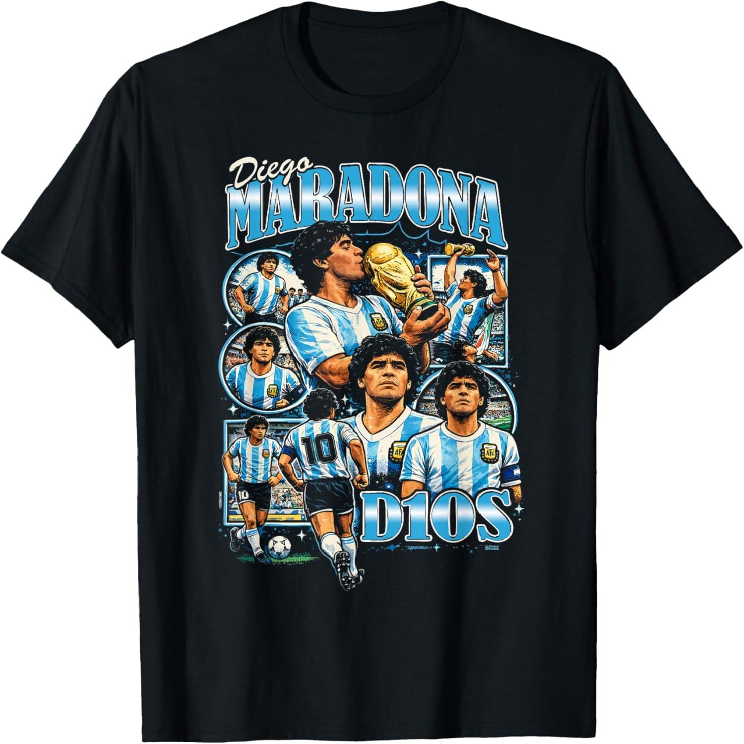 Diego Maradona 90s Vintage Bootleg Style Football Soccer Art T-Shirt S