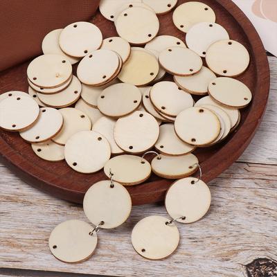 50 Piezas de Discos Círculo de Madera Etiquetas con Agujeros Anillas para Calendario Recordatorio de Cumpleaños Tablero de Tareas Placa Decoración DIY Manualidades Artísticas