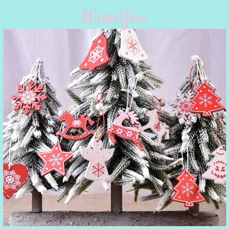Delightful 10pcs Hanging Wooden Christmas Tree Pendants For Holiday Decorating