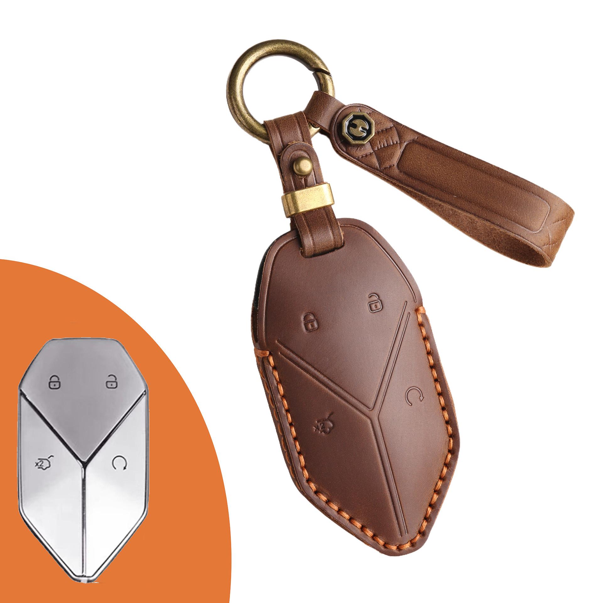 

2024 Leopard 5 Genuine Leather Key Shell - Special Edition Cowhide Accessory коричневый