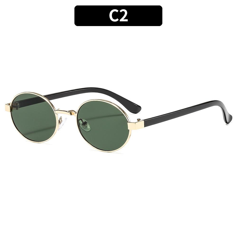 

New Fashion Oval Sunglasses Women And Men Luxury Brand Trendy Metal Frame Sun Glasses Uv400 Classic Black Shades