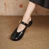 Krazing Pot Sheepskin Fashion Summer Spring Autumn Med Heels Metal Buckle Women  European Design Round Toe Pumps